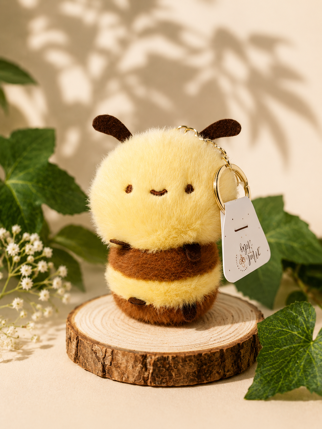 llavero peluche abeja miel feliz