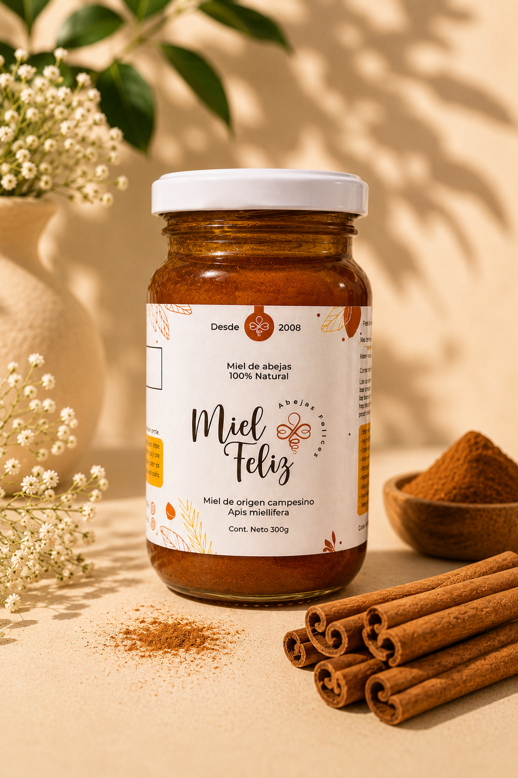 Miel infusionada con canela 300g miel feliz