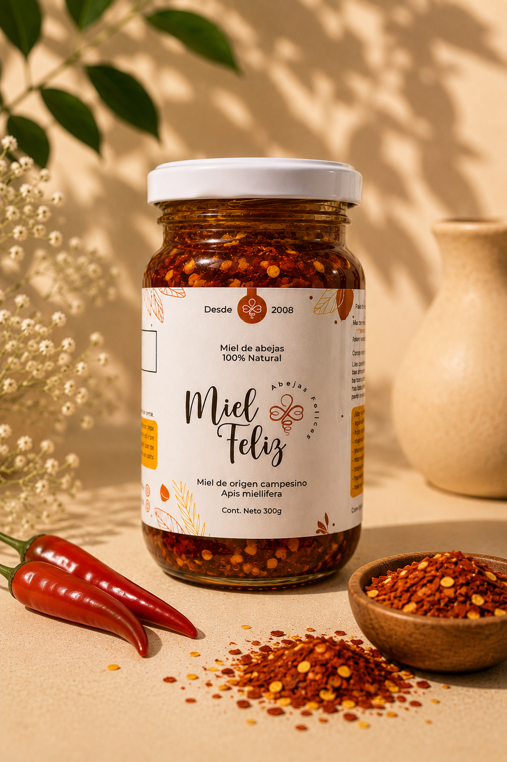 Miel infusionada con aji picante 300g Miel Feliz