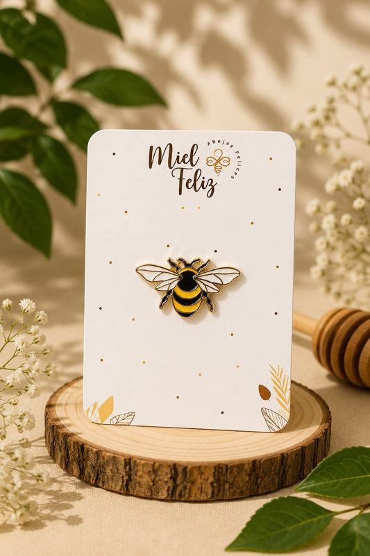 pin abeja dorado Miel Feliz