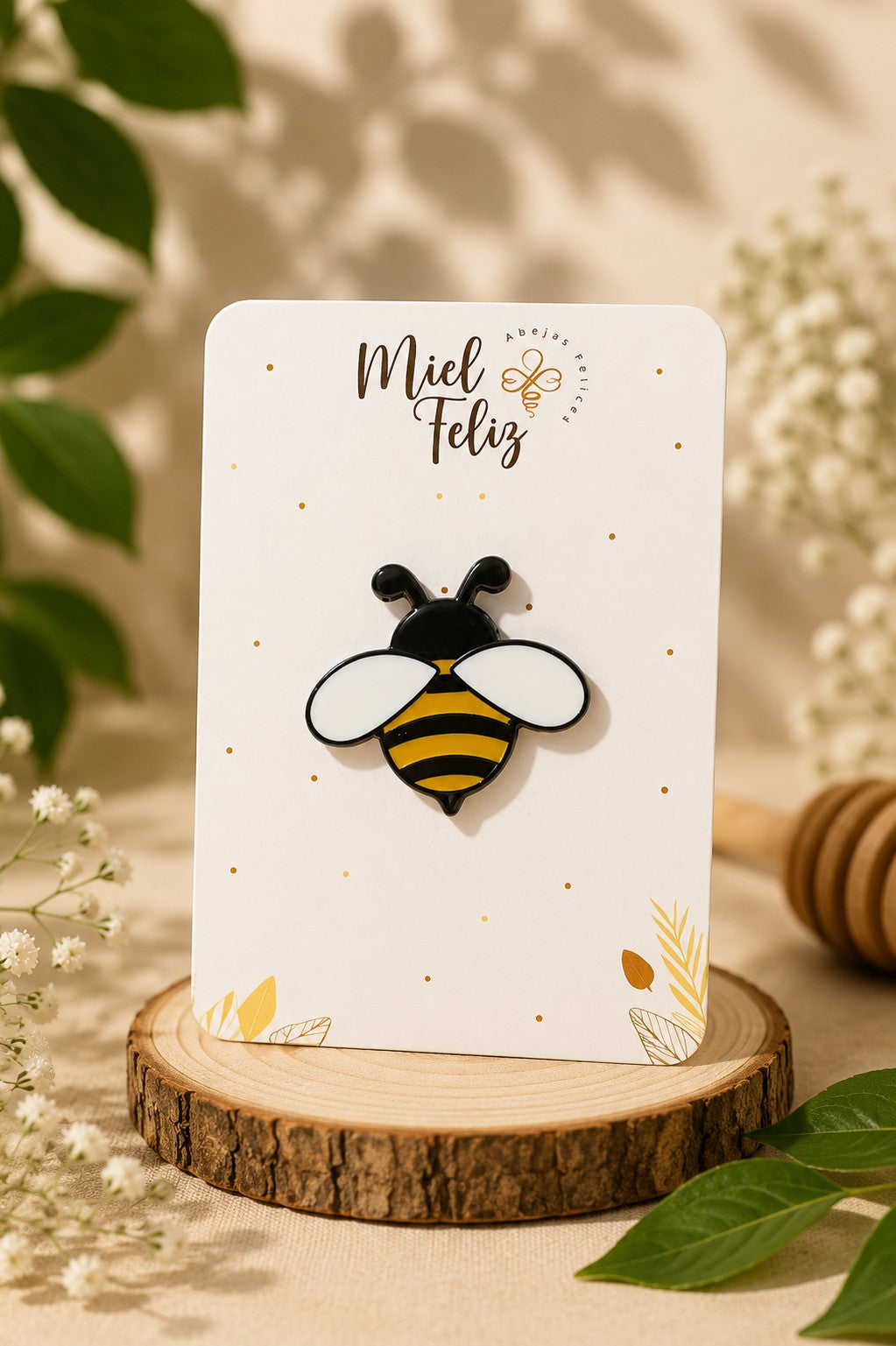 pin de abeja Miel feliz